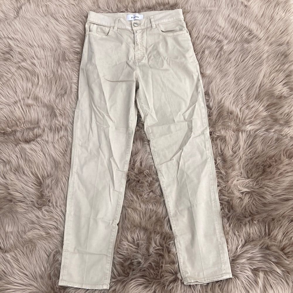 Pinko Love Birds Made in Italy Khaki Strait Leg Pants/jeans